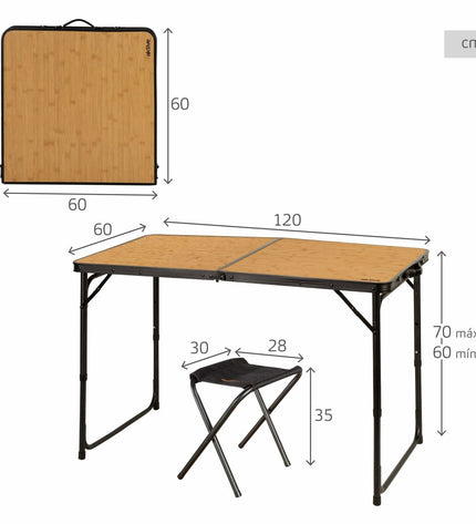 Aktive Tafel Aktive for outdoor activities, camping, and hiking, showing a portable, durable outdoor table on a natural setting.