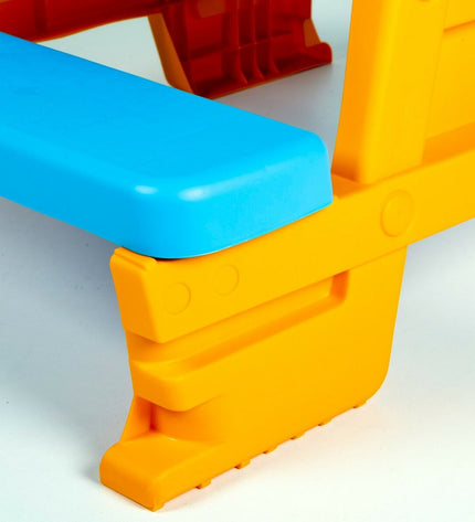 Colorbaby blue and orange children's table and chairs set, ideal for kids' play and dining areas.