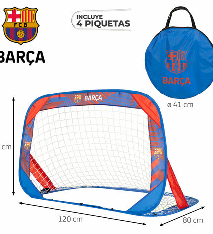 Set van 2 F.C. Barcelona voetbaldoelen voor sport en outdoor, geschikt voor voetbaltraining en spellen in de tuin of veld.
