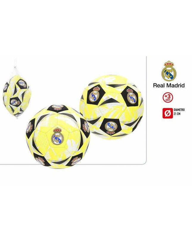 Real Madrid C.F. football toy ball with 21 cm diameter, suitable for outdoor sports and play, branded by Real Madrid.