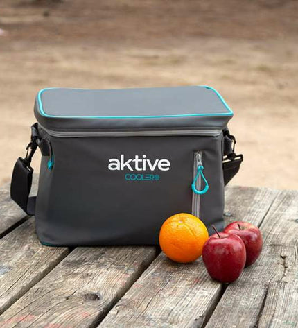 Aktive 18L cooler box for outdoor camping and hiking, compact 34x21x26 cm with a sturdy design for outdoor adventures.