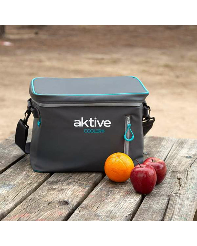 Aktive 18L cooler box for outdoor camping and hiking, compact 34x21x26 cm with a sturdy design for outdoor adventures.