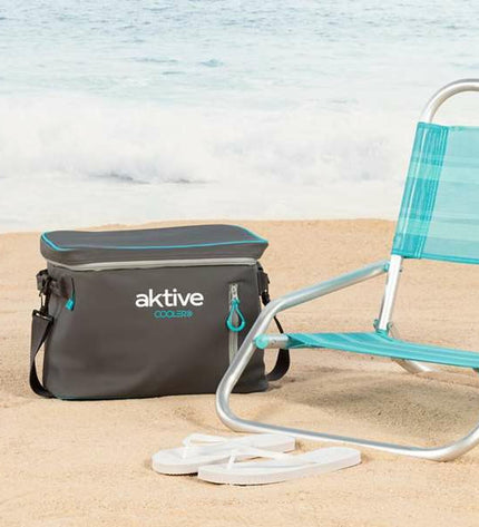 Aktive 18L camping cooler box with 34x21x26cm size, ideal for outdoor and outdoor activities, compact and portable.
