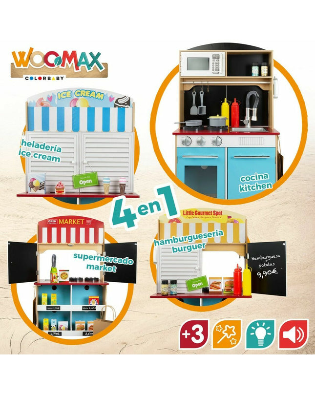 Woomax toy kitchen ice play set, 60x40x109 cm, featuring colorful pretend ice and kitchen accessories for imaginative play.