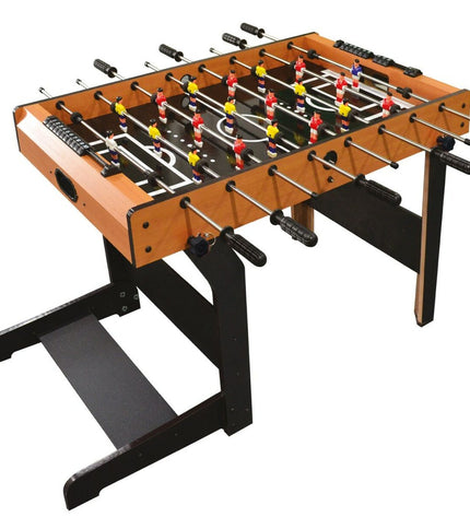 Foldable CB Games foosball table in black with playing rods, dimensions 101x70x51 cm, suitable for indoor game fun.