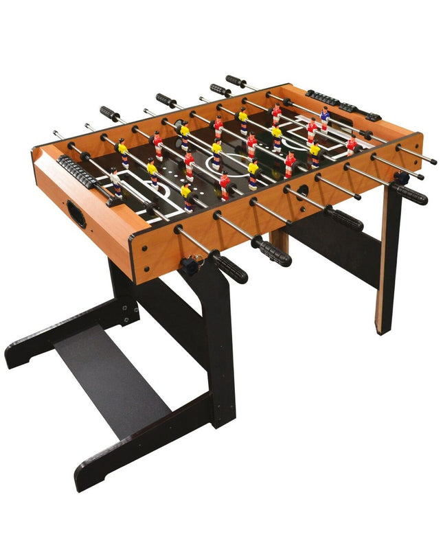 Foldable CB Games foosball table in black with playing rods, dimensions 101x70x51 cm, suitable for indoor game fun.