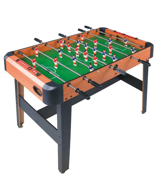 CB Games tabletop football game, compact size 121 x 79 x 61 cm, with colorful players and rods for fun indoor gameplay
