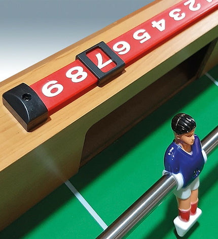 CB Games table football in 121x79x61 cm size, toy game with miniature players and goal areas on a compact playing surface.