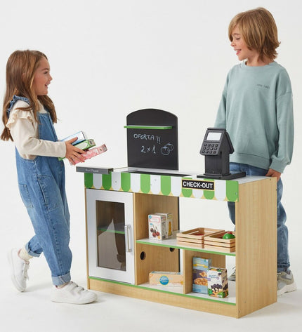 Teamson play supermarket set with 80x80x30 cm size, ideal for imaginative toy and game pretend play scenes.