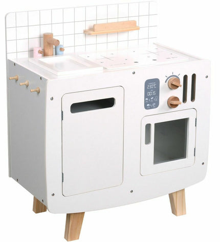 Teamson wooden play kitchen, 55x30x63 cm, toy pretend play set with realistic kitchen accessories for children.