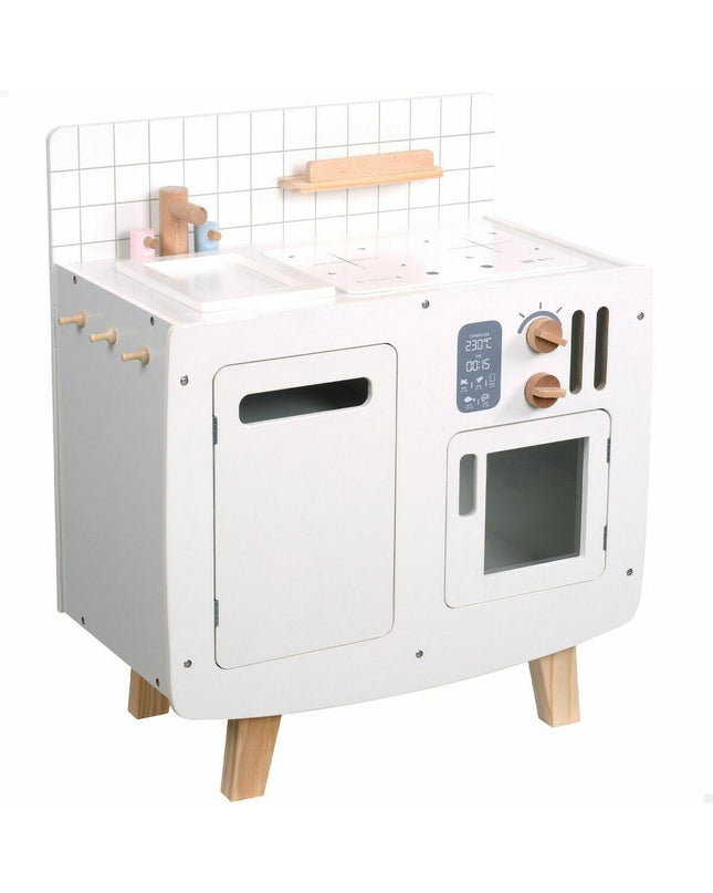 Teamson wooden play kitchen, 55x30x63 cm, toy pretend play set with realistic kitchen accessories for children.