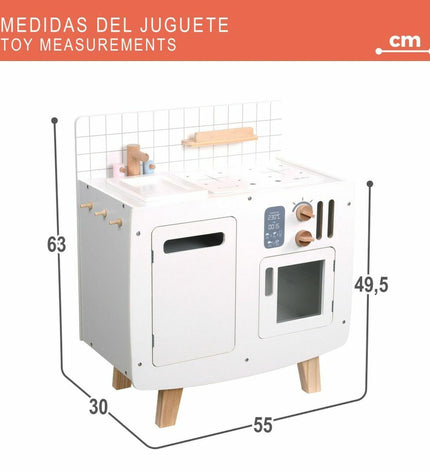Teamson wooden play kitchen toy with stove, sink, and storage compartments, ideal for imaginative pretend play.