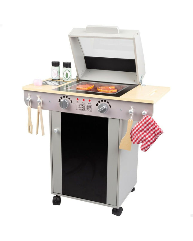 Teamson pretend play toy kitchen BBQ set with stove, sink, and dining accessories, perfect for imaginative cooking fun.