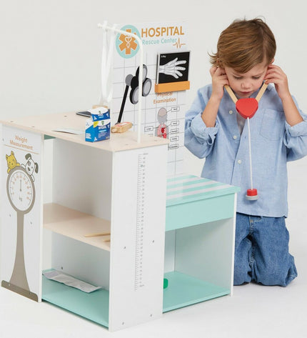 Teamson Vet Clinic educational toy set for kids, includes pretend animal medical tools and accessories for imaginative play