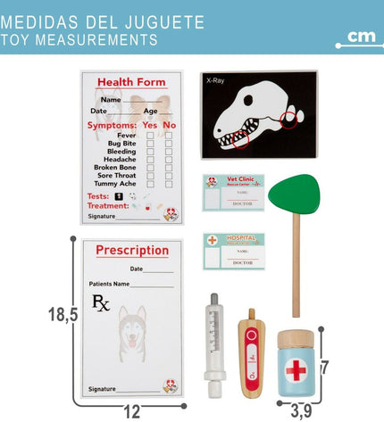 Teamson Vet Clinic educational toy set with animal doctor play accessories and plush animals for imaginative veterinary role play.
