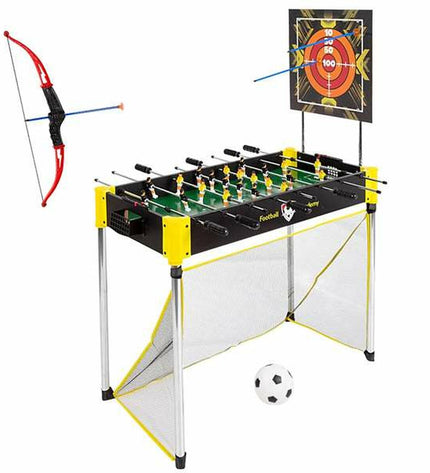 CB Games foosball table, 90 x 68 x 43 cm, colorful compact tabletop game for kids and family entertainment.
