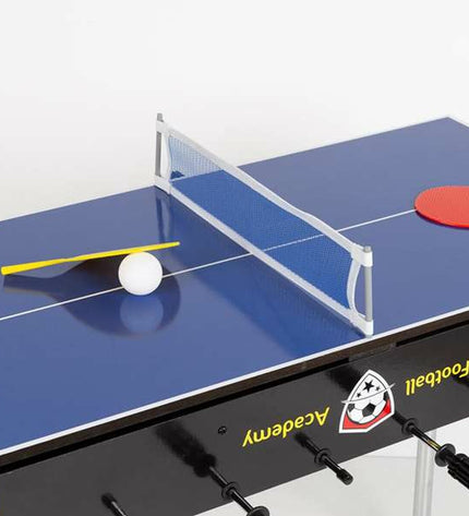 CB Games foosball table, 90x68x43 cm, in vibrant colors, set up for play with players and rods visible on a game surface.