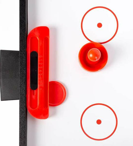 CB Games foosball table measuring 90 x 68 x 43 cm, featuring colorful rods, players, and a playing surface for tabletop fun.