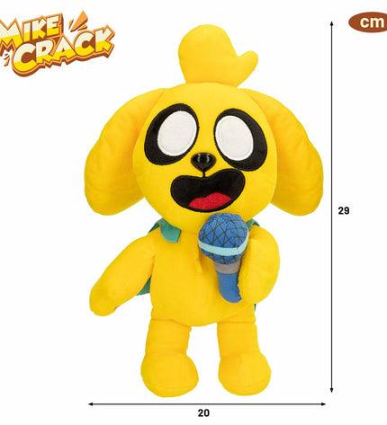 Yellow Mikecrack plush toy with sound, 29 cm, soft stuffed animal ideal for children, from the Mikecrack brand.