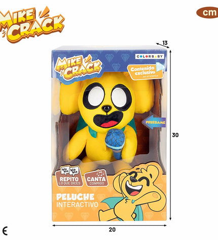 Yellow Mikecrack plush toy with sound, 29 cm soft stuffed animal from the Mikecrack plush toy collection.
