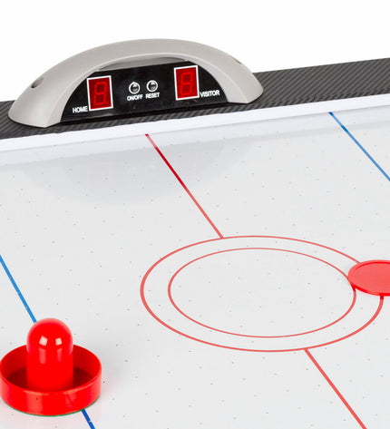 CB Games hockey tafel with 137x84x73 cm size, featuring a sleek design and playing surface for fun table hockey games.