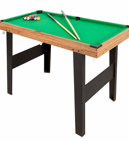 CB Games pool table, 121x78x61 cm, with green felt surface and wooden frame, ideal for kids' game room or play area.