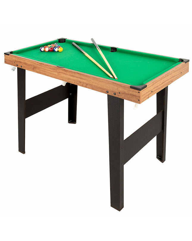 CB Games pool table, 121x78x61 cm, with green felt surface and wooden frame, ideal for kids' game room or play area.