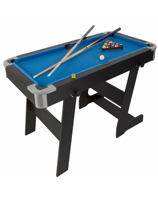 CB Games pool table toy, 120 x 73 x 61 cm, includes colorful balls and cues for indoor billiards fun.