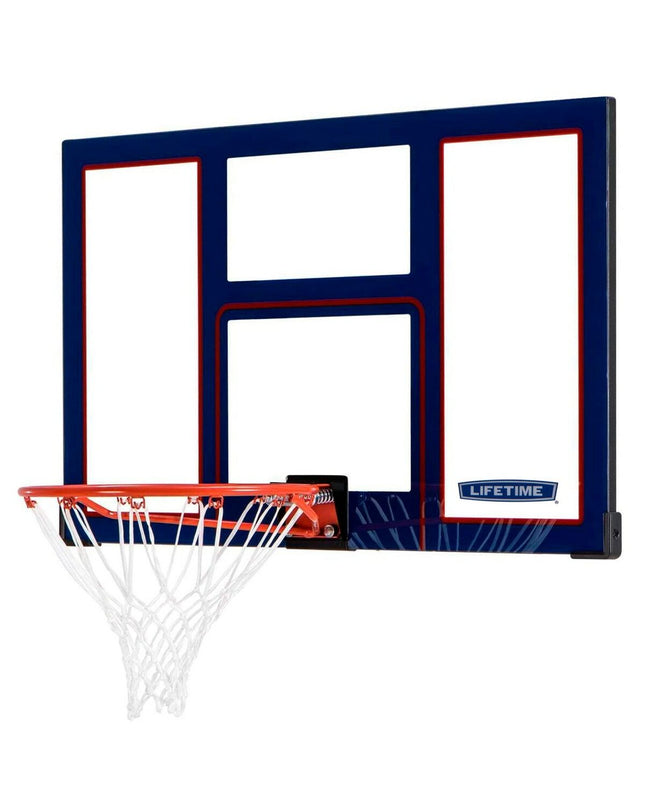 Lifetime basketball hoop with backboard and pole, outdoor sports equipment, 121 x 75.5 x 65 cm size, for outdoor basketball games