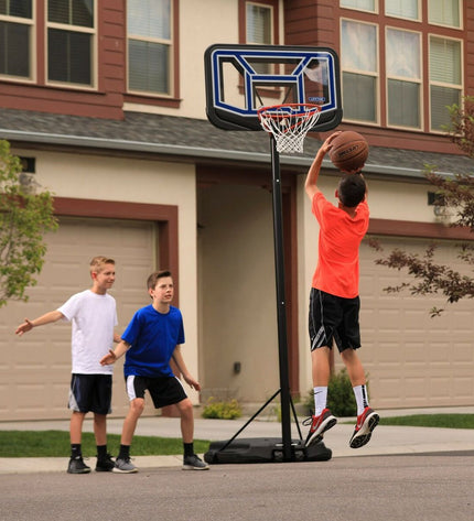 Lifetime basketball hoop for outdoor sports, featuring a sturdy backboard and adjustable height, suitable for recreational play.