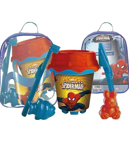 Colorful Spider-Man strandspeelgoedset with 7 pieces, ideal for outdoor play and sports, featuring Spider-Man themed toys.