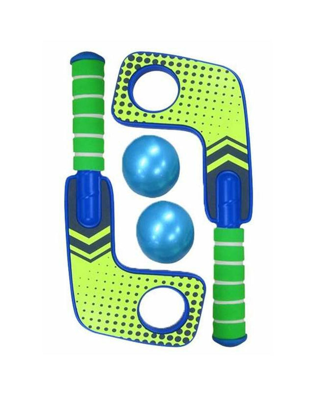 Comansi hockeytafel toy for indoor play, with colorful wooden paddles and a small ball, designed for fun and active games.