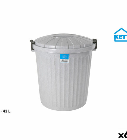 Set of six BigBuy Home 43 L waste bins for household kitchen storage and organization, featuring durable plastic construction.