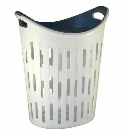 Set of four BigBuy Home white laundry baskets with handles, 60L capacity, suitable for household laundry organization.