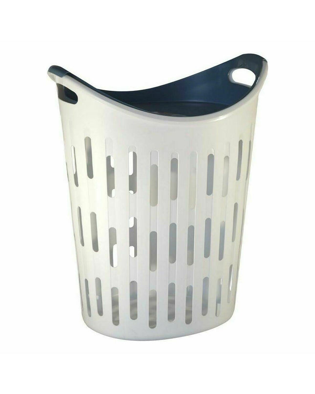 Set of four BigBuy Home white laundry baskets with handles, 60L capacity, suitable for household laundry organization.