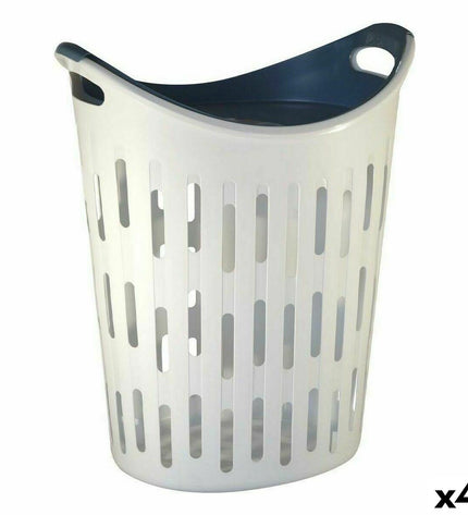 Set of four white laundry baskets with handles, 60L capacity, for home storage and organization by BigBuy Home.