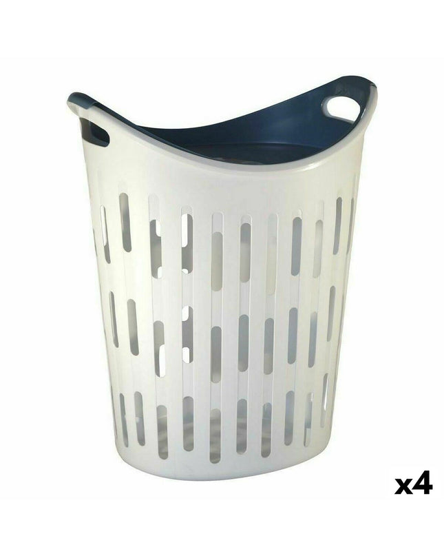 Set of four white laundry baskets with handles, 60L capacity, for home storage and organization by BigBuy Home.