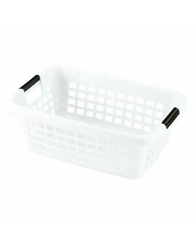 Six white 50L laundry baskets with handles by BigBuy Home, ideal for home storage and organization.