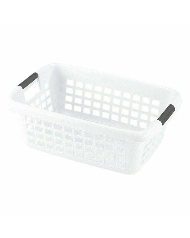 Set of six white 70L laundry baskets with handles, ideal for home storage and organization by BigBuy Home.