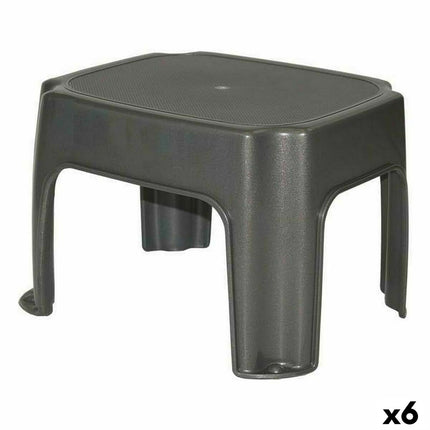 BigBuy Home Kruk Grijs bathroom and kitchen stool with a modern design, featuring a sturdy grey plastic seat and metal legs.