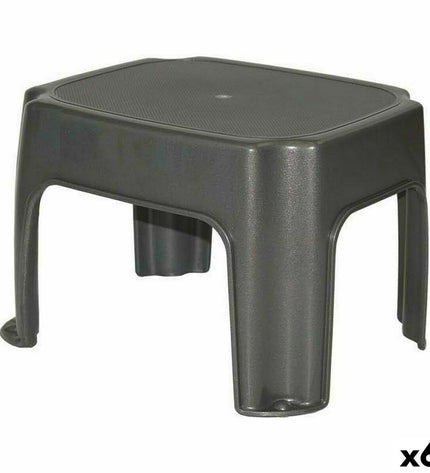 BigBuy Home Kruk Grijs bathroom and kitchen stool with a modern design, featuring a sturdy grey plastic seat and metal legs.