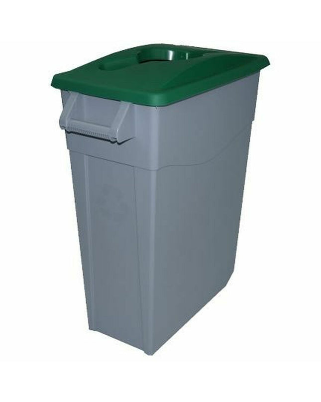 Denox Groen recycling prullenbak 65L set with two durable plastic bins for home kitchen organization and waste separation.