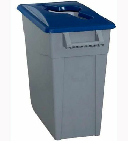 Two blue Denox 65L recycling bins for home and kitchen storage, featuring a sleek design for waste separation and organization.