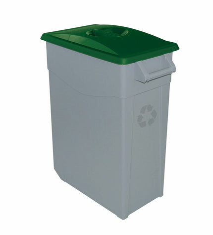 Pair of Denox Groen 65L recycling trash bins for home and kitchen storage, with green lids and sturdy design.