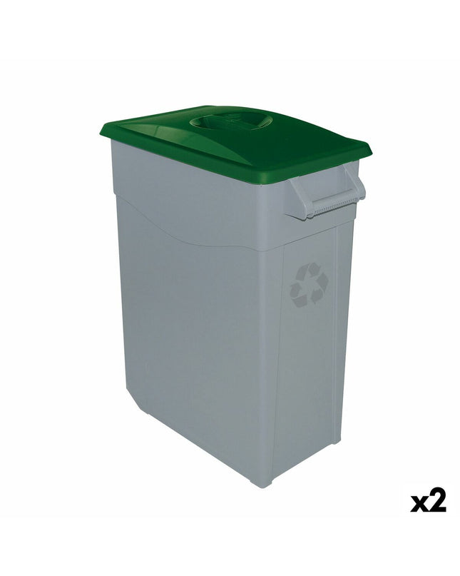Denox Groen recycling prullenbak set with two 65L bins for home kitchen organization and waste separation.