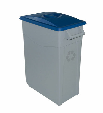 Pair of Denox blue 65L recycling bins for home and kitchen organization, with sturdy design and removable inner buckets.