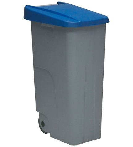 Denox blue and gray recycling trash bin for home and kitchen storage, made of durable plastic for waste separation.