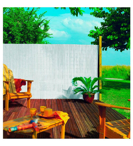 White PVC oval outdoor fence panel by Nortene Plasticane, 1x3 meters, for garden decoration and outdoor privacy.