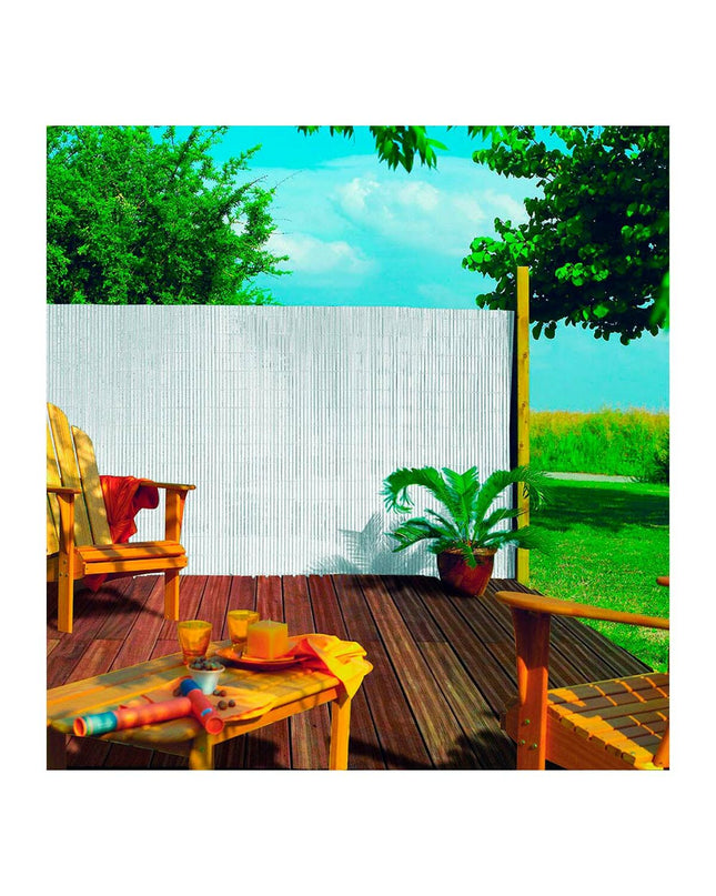 White PVC oval outdoor fence panel by Nortene Plasticane, 1x3 meters, for garden decoration and outdoor privacy.