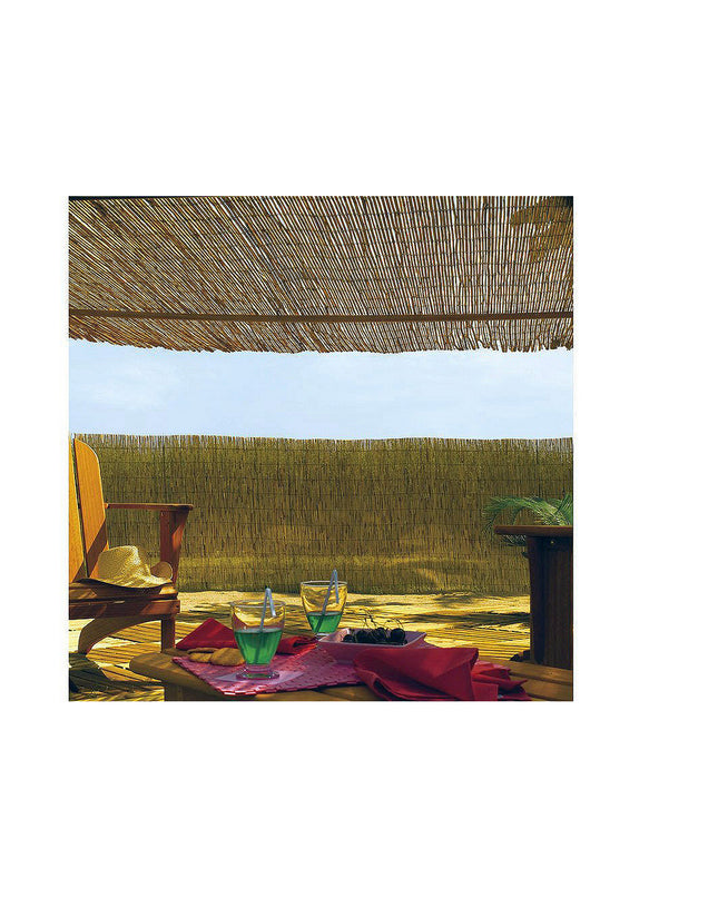 EDM Product brown bamboo garden fence panel, 1x5 meters, outdoor decorative fencing for garden privacy and aesthetics.